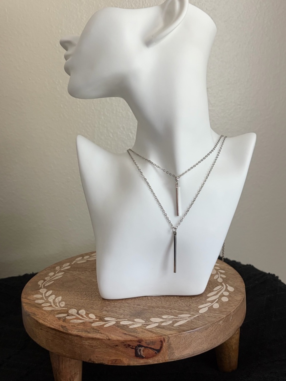 Pure Direction Double Layer Silver Bar Necklace | Minimalist Layered Jewelry